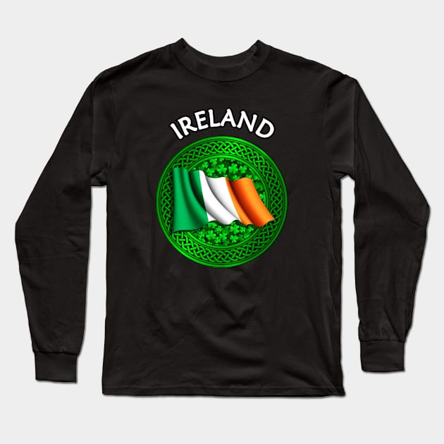 Irish Flag Clover Celtic Knot - Ireland Long Sleeve T-Shirt by Taylor'd Designs